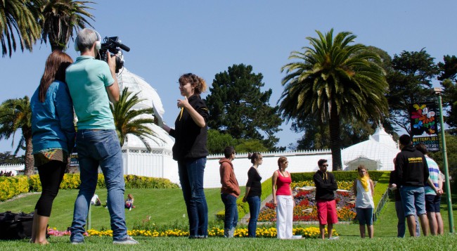 Un moment d'una entrevista a la consultora d'innovació Marta Aubia, durant una dinàmica al Golden Gate Park