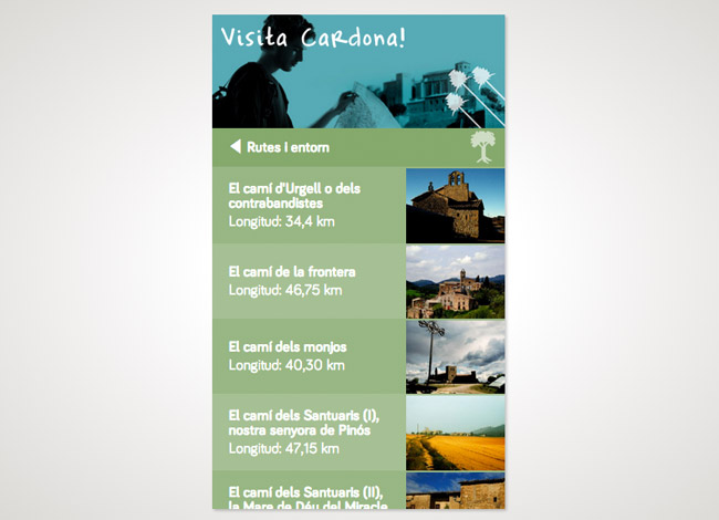 Un dels apartats de l'app turística de Cardona.